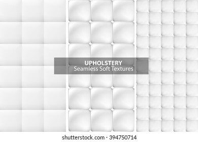 White upholstery textures. Seamless vector collection.