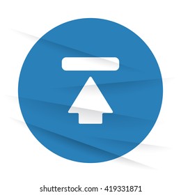 White Upload icon label on wrinkled paper