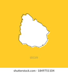 White URUGUAY country map with black outline on yellow background. Simple geographic territory template concept. Vector ilustration easy to edit and customize. EPS10