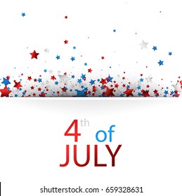 White USA Independence Day background with colorful stars. Vector paper illustration.