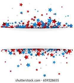 White USA Independence Day background with stars. Vector paper illustration.