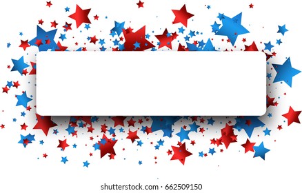 White USA Independence Day banner with stars. Vector paper illustration.