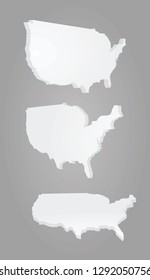 White USA map 3D perspective view. vector illustration