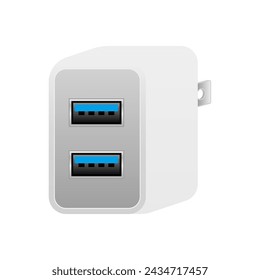 White USB charger _USB type A 3.0 2 port illustration.