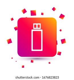 White USB flash drive icon isolated on white background. Square color button. Vector Illustration