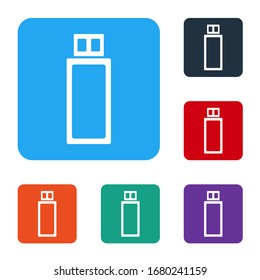 White USB flash drive icon isolated on white background. Set icons in color square buttons. Vector Illustration