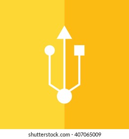 White USB flash drive icon. Yellow background