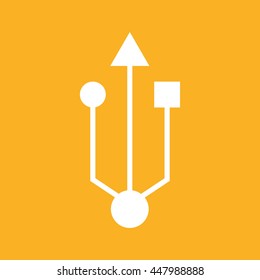 White USB flash drive icon. Yellow background