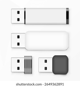 Modelo Branco De Unidade Flash USB Para Publicidade, Marcas E Identidade Corporativa. Vetor EPS10
