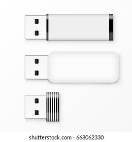 White USB Flash Drive Template For Advertising, Branding And Corporate Identity. EPS10 Vector