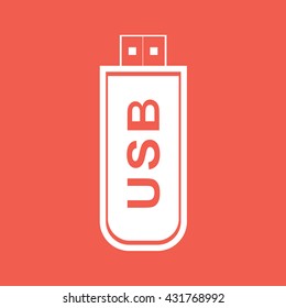 White USB flash drive vector icon illustration