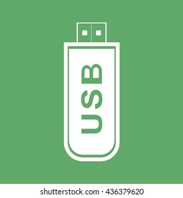 White USB flash drive vector icon illustration
