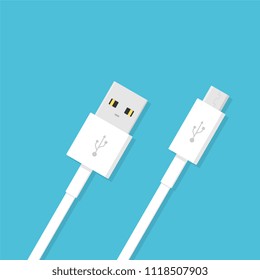 White USB plugs. Vector illustration in flat style