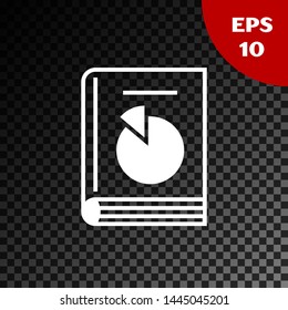 White User manual icon isolated on transparent dark background. User guide book. Instruction sign. Read before use.  Vector Illustration
