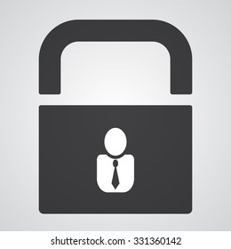 White User Profile icon on black pad lock