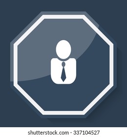 White User Profile icon on plum blue web app button