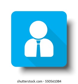 White User Profile icon on blue web button