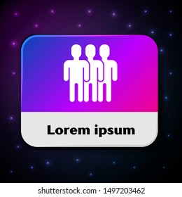 White Users group icon isolated on black background. Group of people icon. Business avatar symbol - users profile icon. Rectangle color button. Vector Illustration