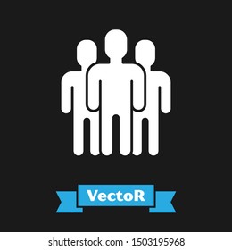 White Users group icon isolated on black background. Group of people icon. Business avatar symbol users profile icon.  Vector Illustration