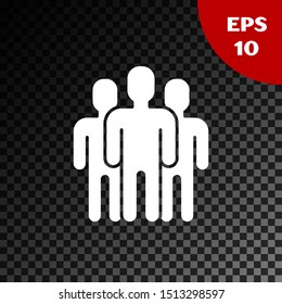 White Users group icon isolated on transparent dark background. Group of people icon. Business avatar symbol users profile icon.  Vector Illustration