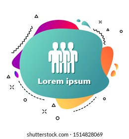 White Users group icon isolated on white background. Group of people icon. Business avatar symbol - users profile icon. Abstract banner with liquid shapes. Vector Illustration
