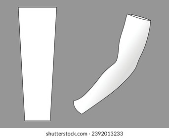White UV-Protection Arm Sleeve Template on Gray Background, Vector File