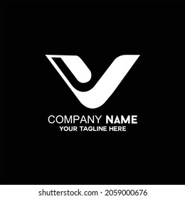 white v logo on black background vector