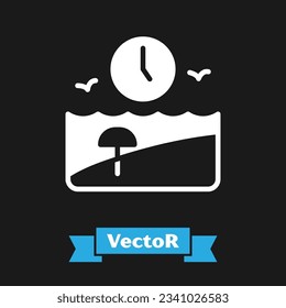 White Vacation time icon isolated on black background.  Vector