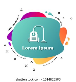 White Vacuum cleaner icon isolated on white background. Abstract banner with liquid shapes. Vector Illustration