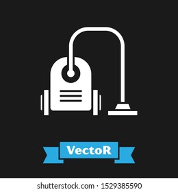 White Vacuum cleaner icon isolated on black background.  Vector Illustration