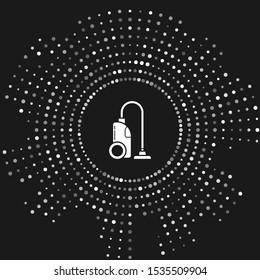 White Vacuum cleaner icon isolated on grey background. Abstract circle random dots. Vector Illustration