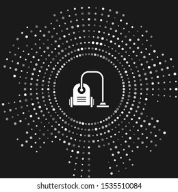 White Vacuum cleaner icon isolated on grey background. Abstract circle random dots. Vector Illustration