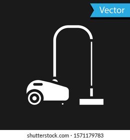 White Vacuum cleaner icon isolated on black background.  Vector Illustration