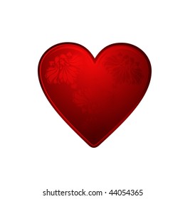 White valentines background with red heart