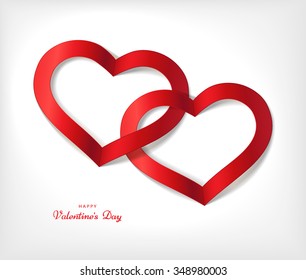 White Valentine's Day background with Red heart. Vector illustration. Editable blend options.