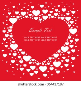 white valentines hearts on red background. Vector illustration. Valentines Day Greeting Card