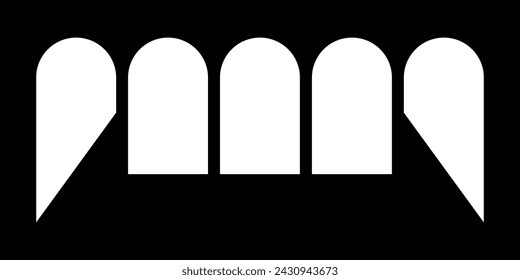 Dientes de vampiro blanco. Icono de dientes abstractos. Ilustración vectorial aislada sobre fondo negro.