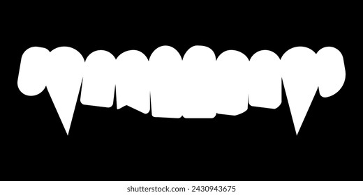 Dientes de vampiro blanco. Icono de dientes abstractos. Ilustración vectorial aislada sobre fondo negro.