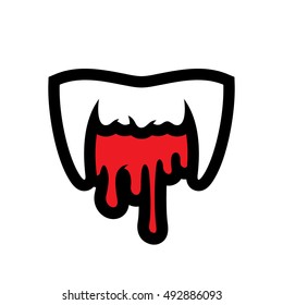 White Vampire Teeth Cartoon Illustration.