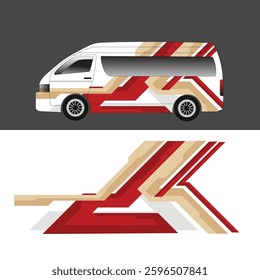 White Van car wrap background livery decal design with red and light brown stripes suitable for commercial design