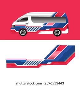 White Van car wrap background livery decal design with red and light brown stripes suitable for commercial design, transportation