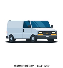 White van. Delivery auto transport cargo in trendy flat design. Vector illustration isolated on white background