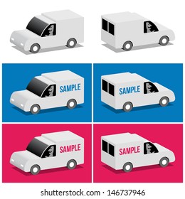 White van front and rear, cartoon 3d illustration