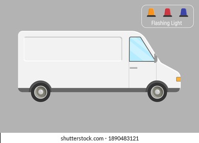 White van with large blank space for text or logo. vector illustration.