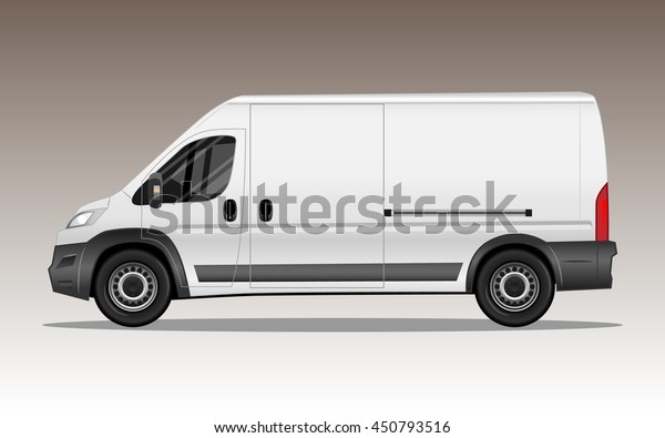 White van with large blank space for text\
or logo. Detailed vector\
illustration.