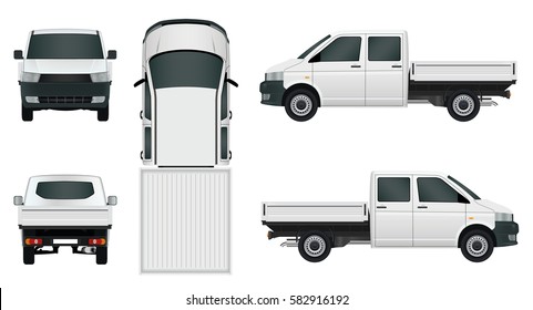 White van truck on white background - Vector illustration.