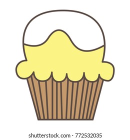 White vanilla cream cupcake isolated