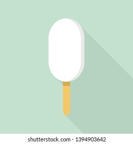 White vanilla popsicle icon. Flat illustration of white vanilla popsicle vector icon for web design