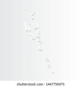 White Vanuatu map-countries. Vector paper map of Vanuatu on a gray background. Vector illustration.