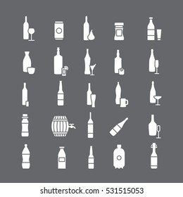 White variety of drinks icons